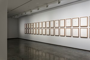 Museum of Contemporary Art Australia, Simryn Gill, 'Carbon Copy' (1998). Ink and carbon on paper; words from press statements and speeches of Mahathir Mohamad and Pauline Hanson. 53 parts: 39.5 x 29 cm each. Installation view: 21st Biennale of Sydney, Museum of Contemporary Art Australia, Sydney (16 March–11 June 2018). Courtesy the artist; Jhaveri Contemporary, Mumbai; Tracy Williams Ltd, New York; and Utopia Art Sydney. Collection of the Museum of Contemporary Art Australia. Photo: Document Photography.